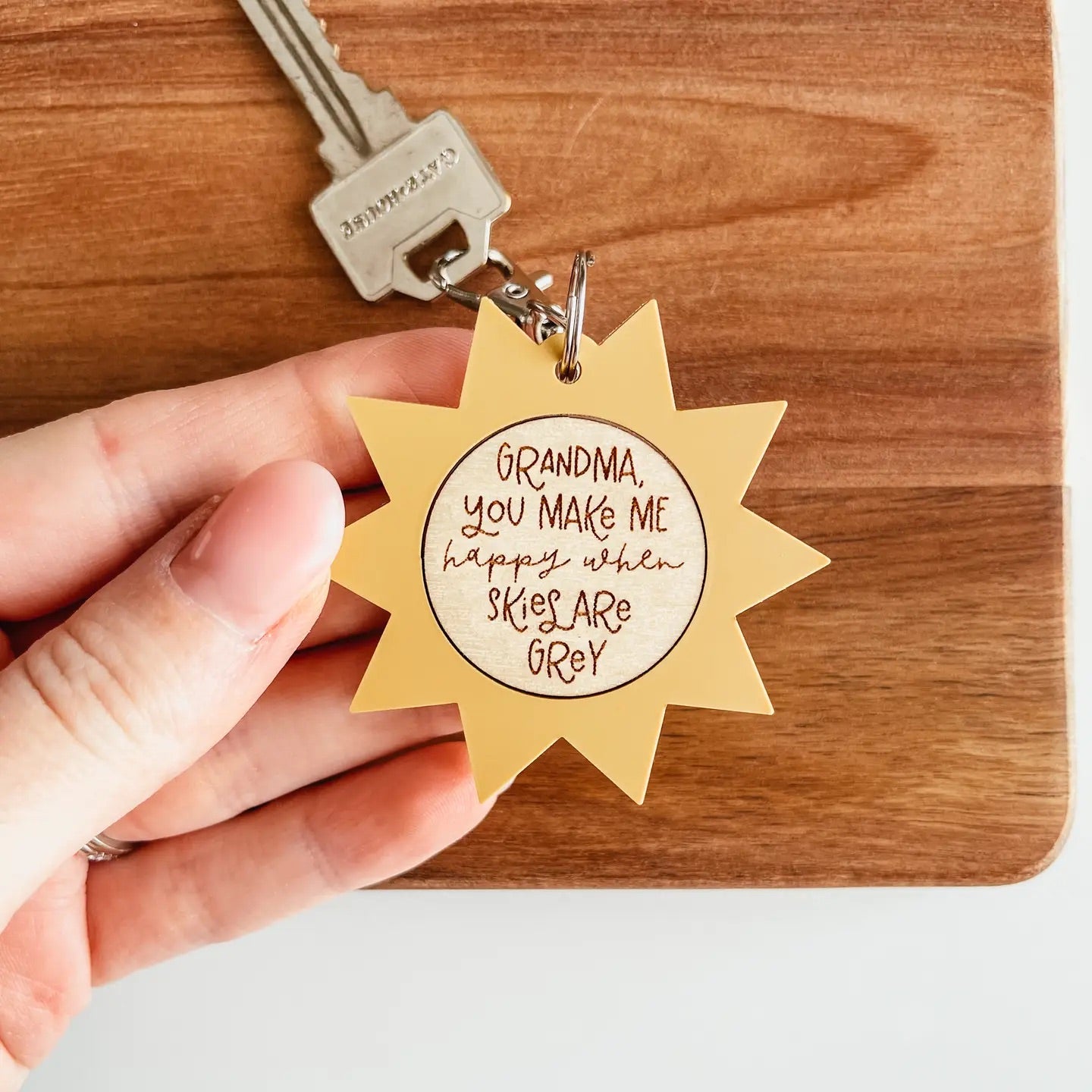You Make Me Happy When Skies Are Grey Mom/Grandma Keychain: Yellow / Grandma