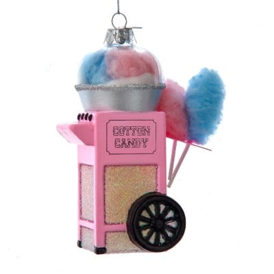 4.75"GLASS COTTON CANDY CART ORNAMENT
