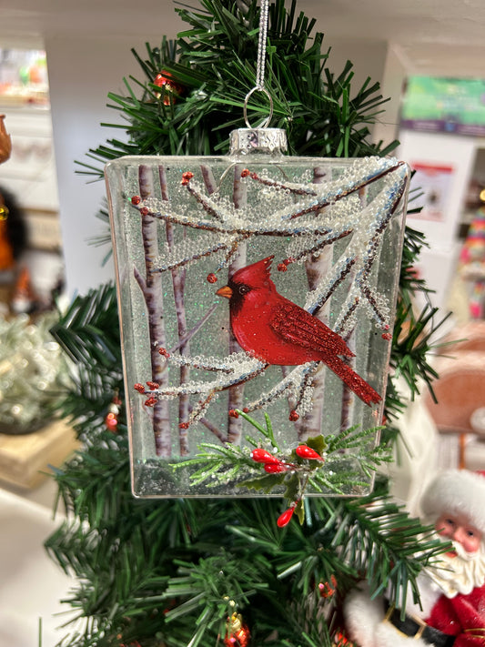 Rectangular Cardinal Ornament
