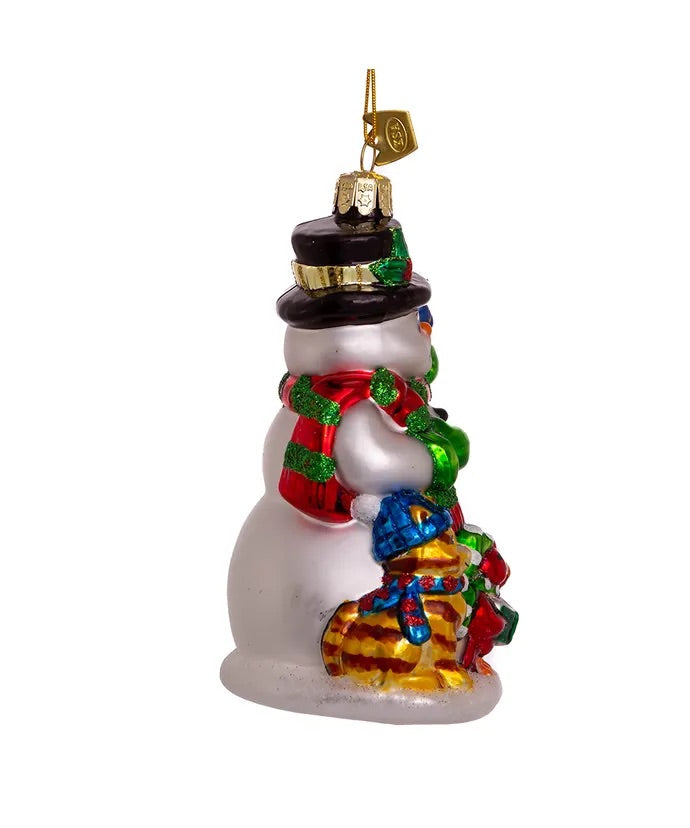 Noble Gems™ Glass Snowman With Animals Ornament