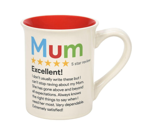 Mothers are always the best critics. They give us thoughtful feedback and encouragement on a daily basis. Now with this colorful mug you can give mum a review. Of course it's five stars! With a doting description and direct quote you can rate mum!
Mug