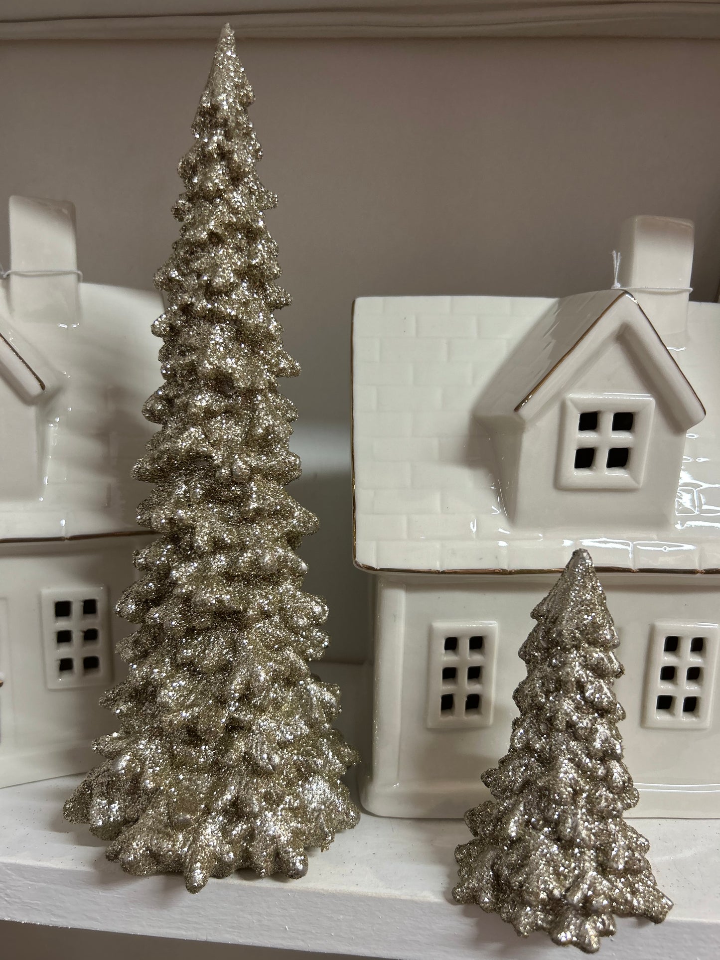 Fir Shaped Resin Trees, Champagne Gold Glitter