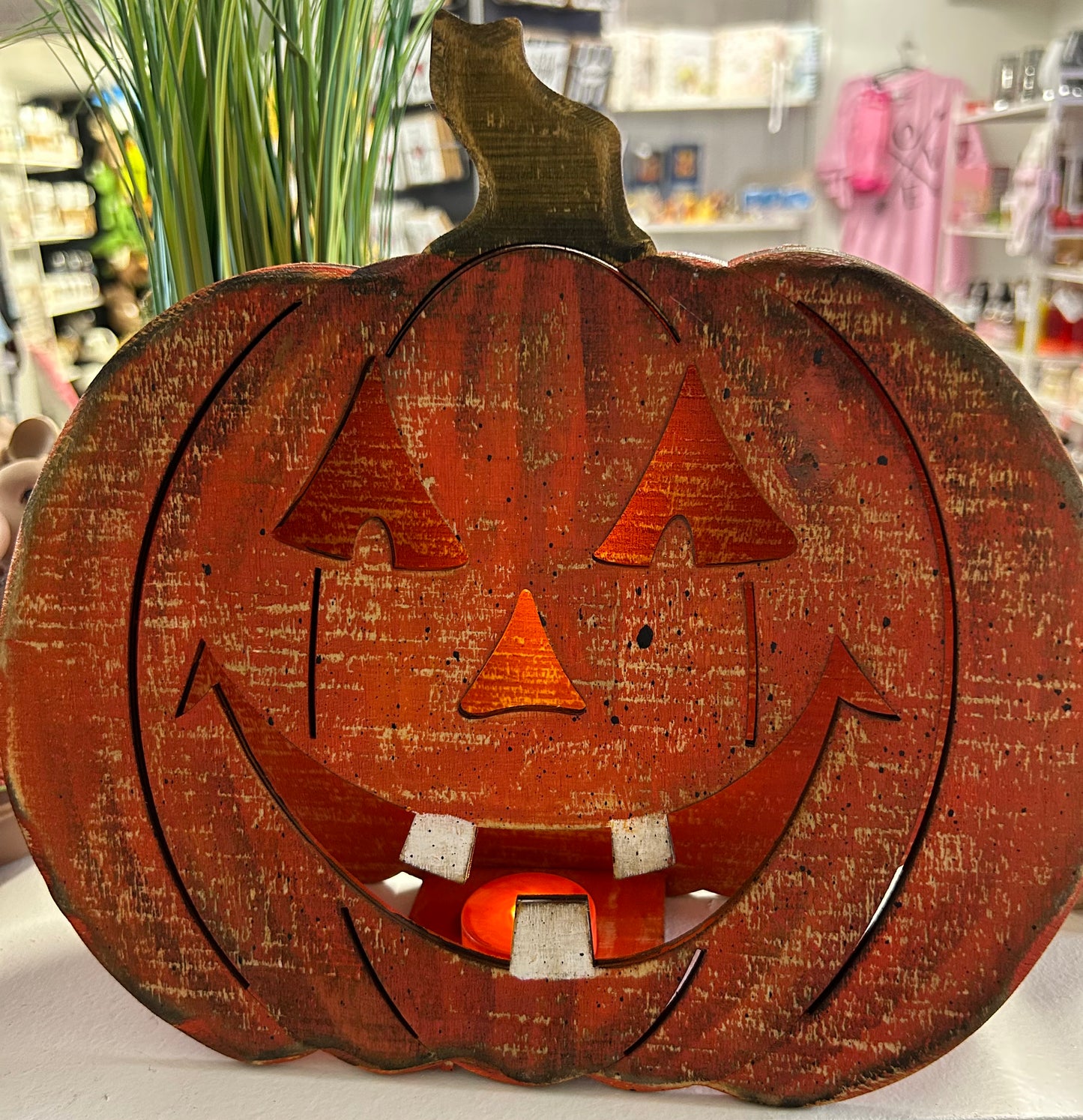 Wood, LED Jack-O- Lantern 3D