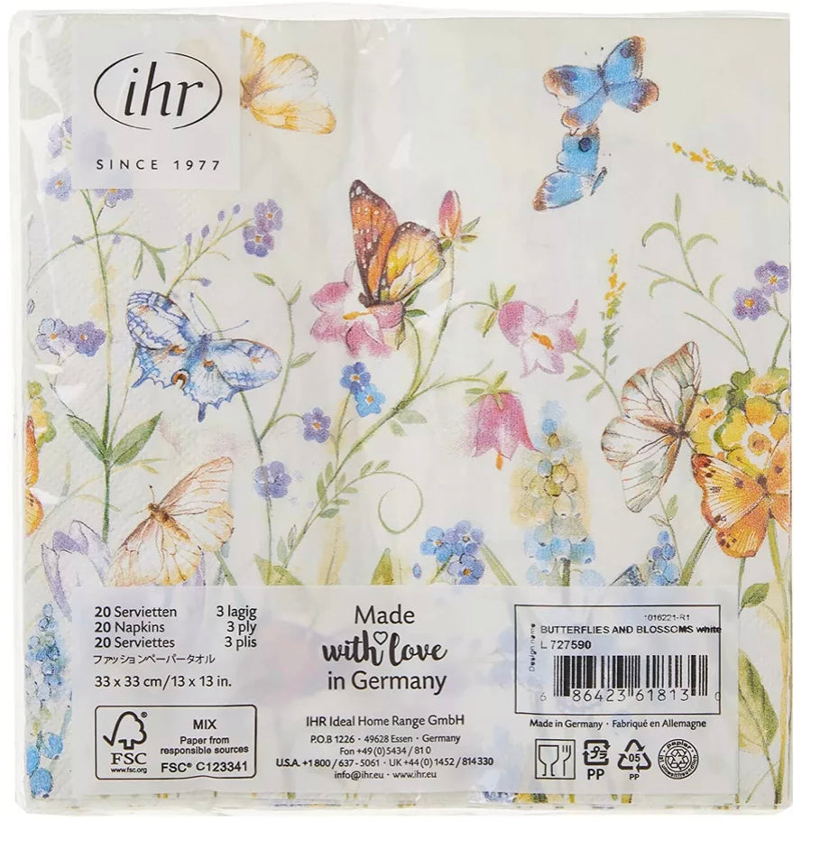 Paper Napkins, Butterflies and Blossoms by IHR