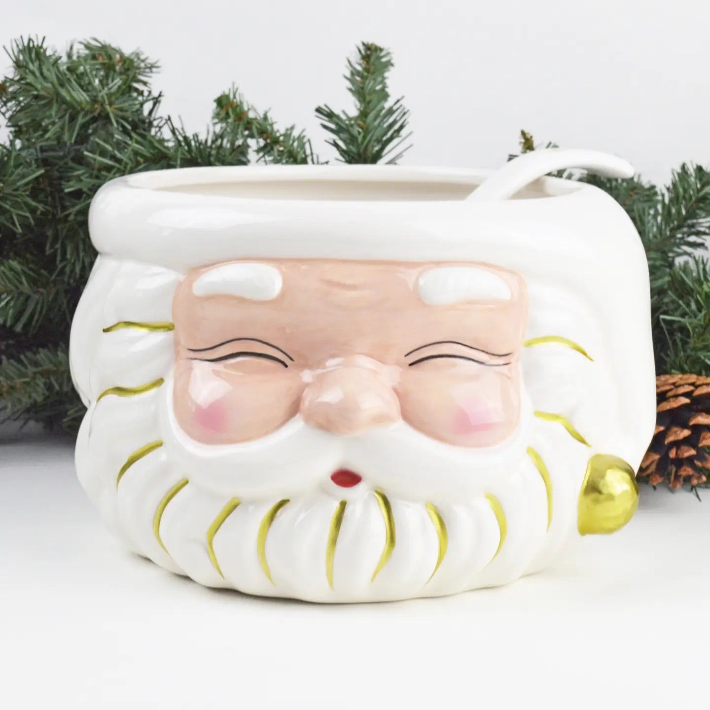 White Santa Punch Bowl with Ladle