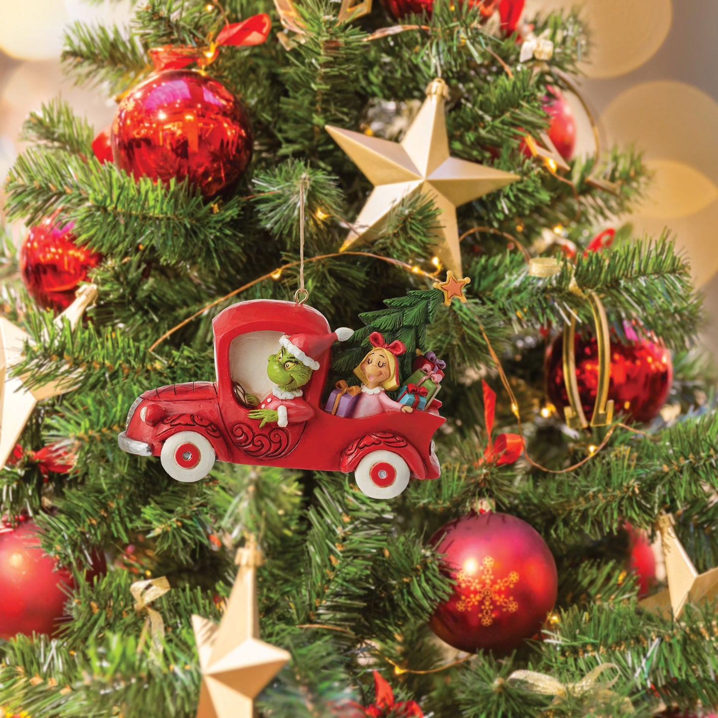 Grinch in Red Truck Ornament
