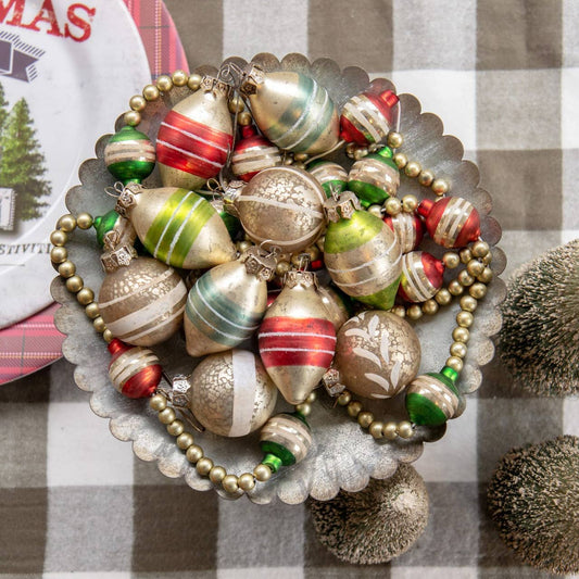 SET/ 6 TRADITIONAL STRIPED ORNAMENTS