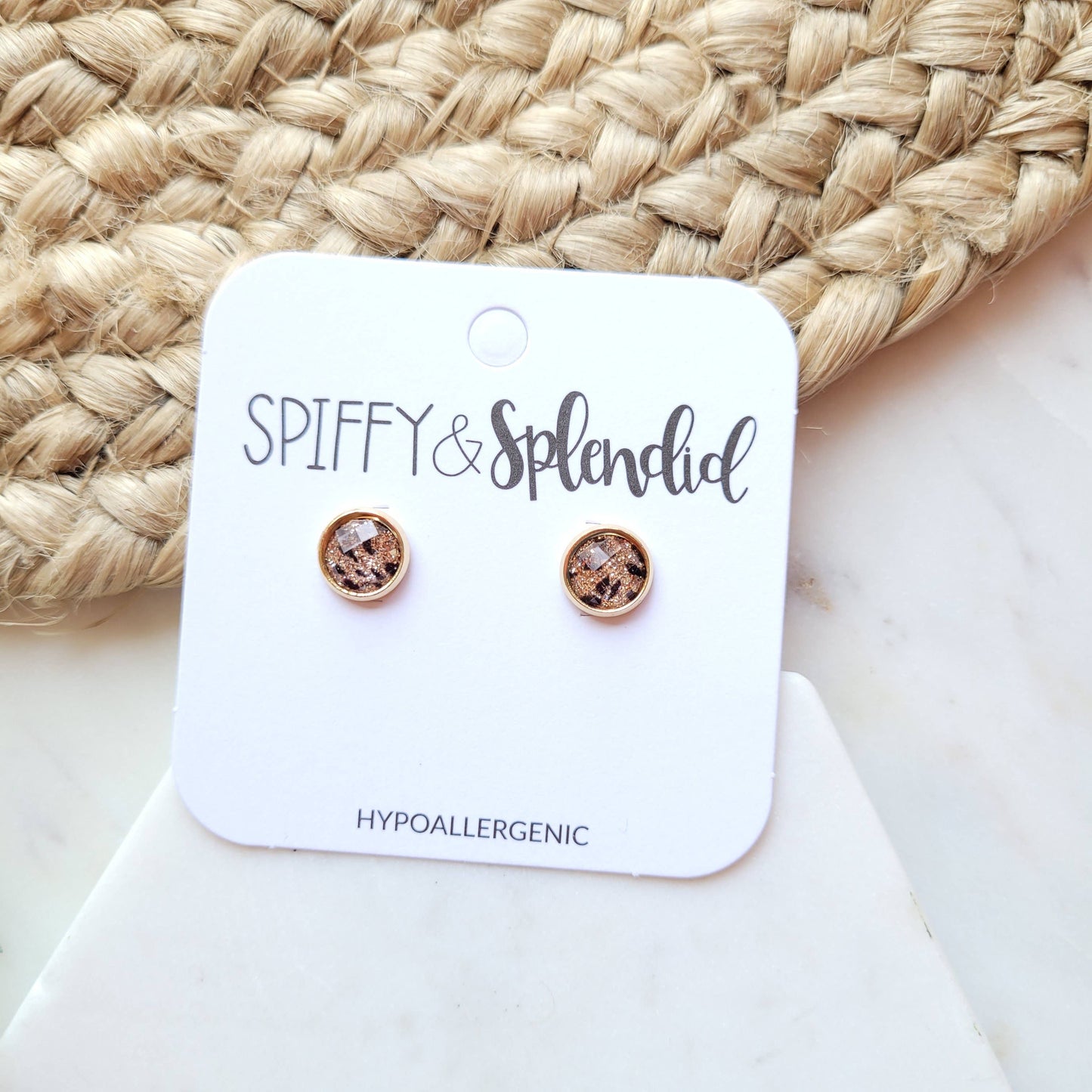 Sparkle Leopard Stud Earrings 8 mm