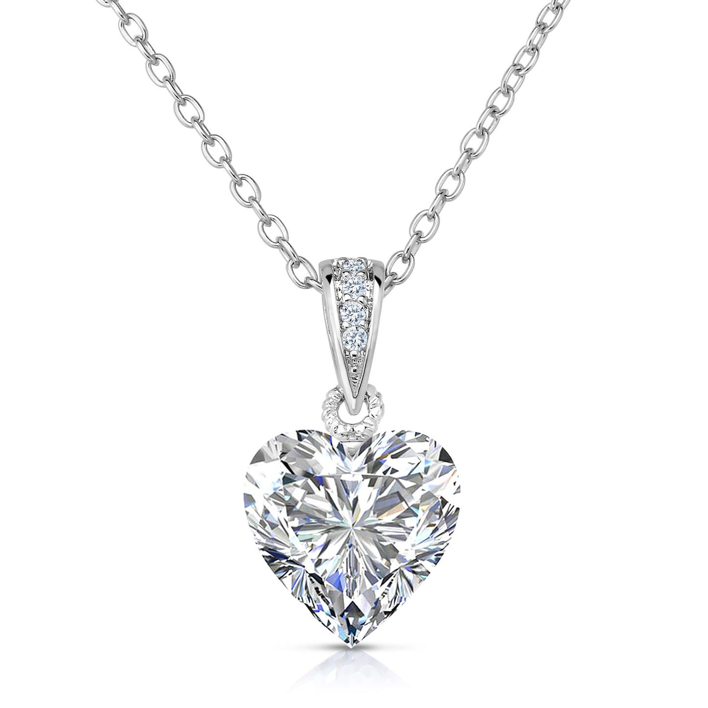 Genevive - Sterling Silver Gold Plated Cubic Zirconia Necklace(3474)