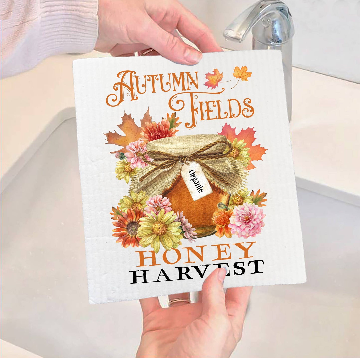 Autumn Fall Fields Honey Harvest SWEDISH DISH CLOTH