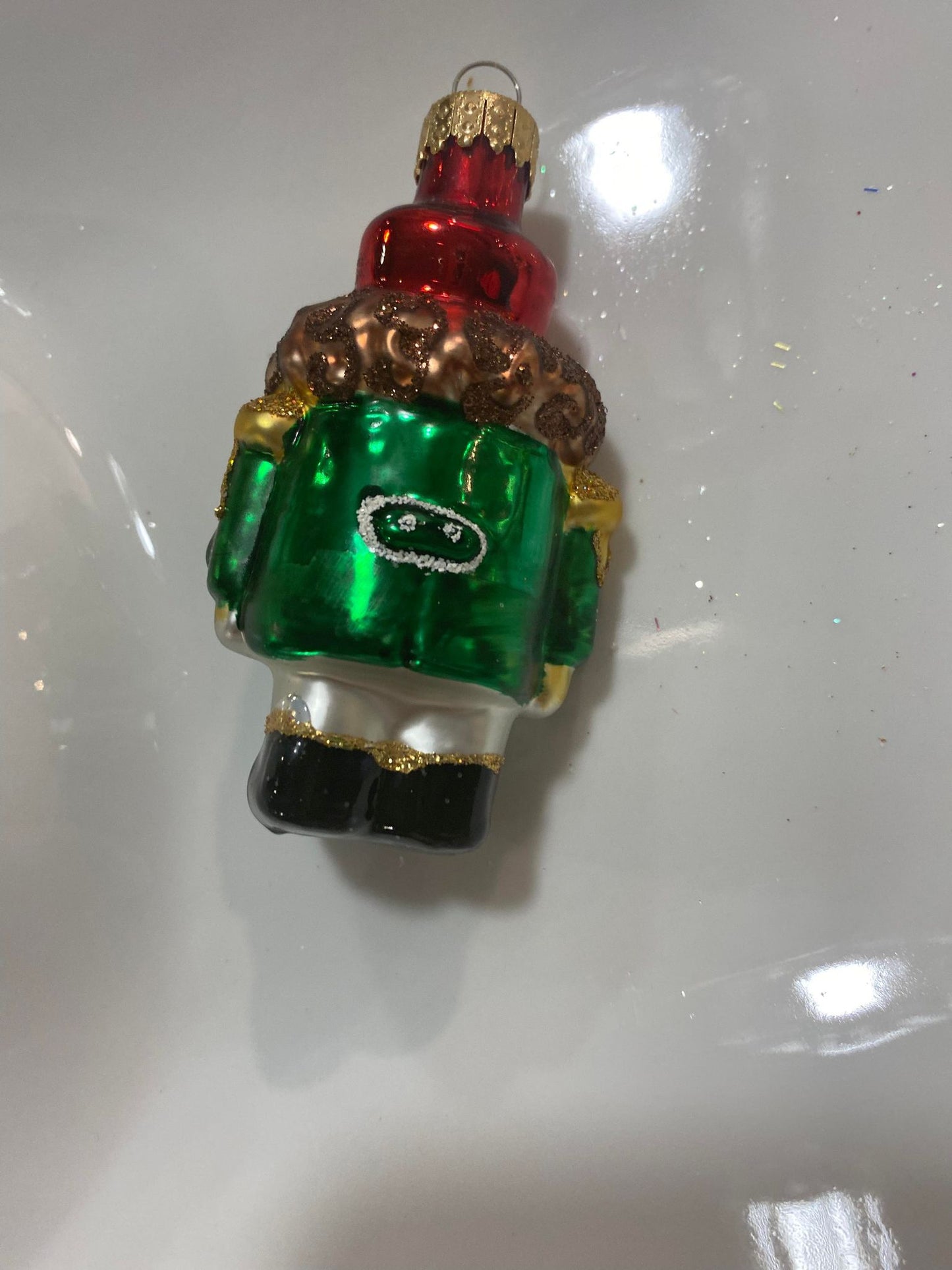GLASS NUTCRACKER ORNAMENT 8 CM IN ACRYLIC BOX