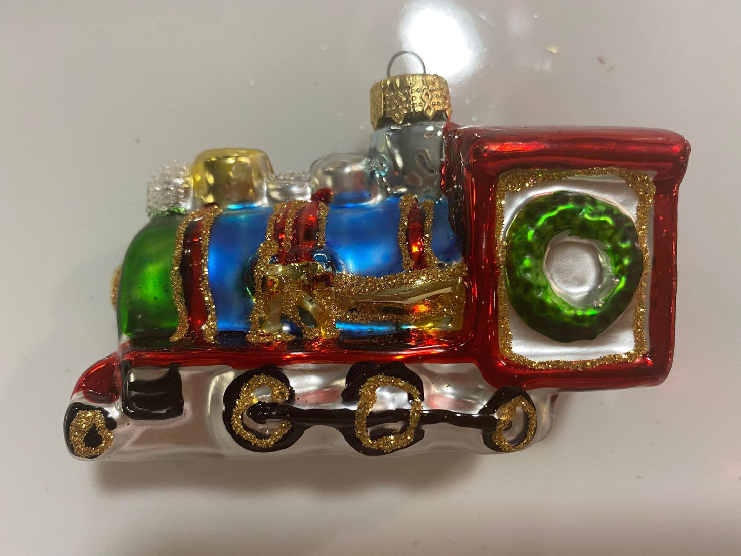 HAND PAINTED GLASS ORNAMENT IN ACRYLIC BOX