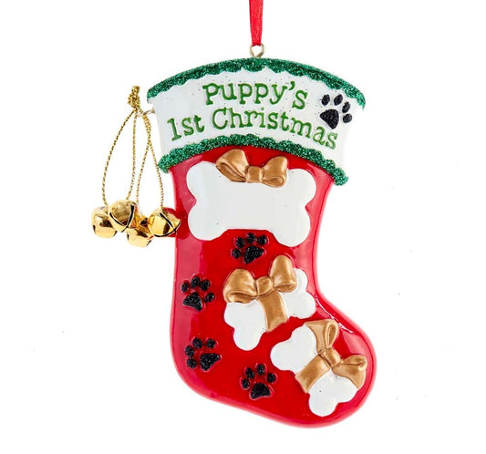 4.375"PUPPY'S 1ST XMAS STOCKNG ORN