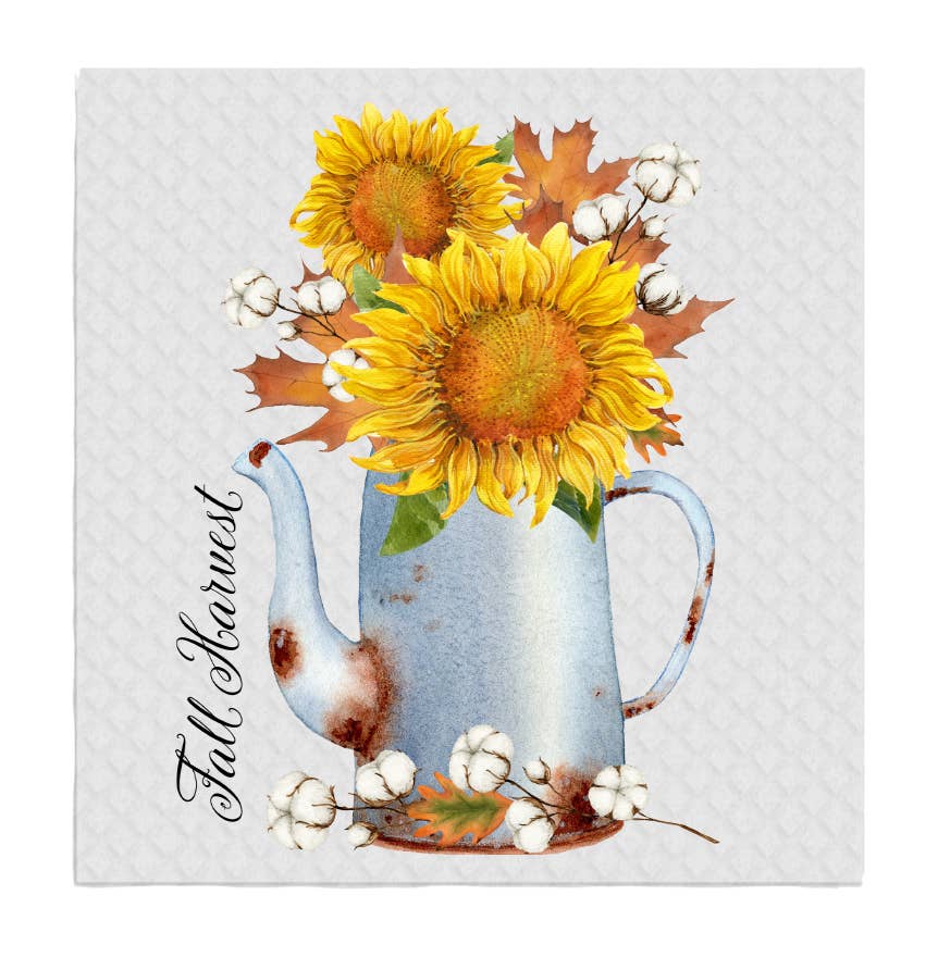 Fall Harvest Autumn Sunflowers SWEDISH DISH CLOTHS Kitchen