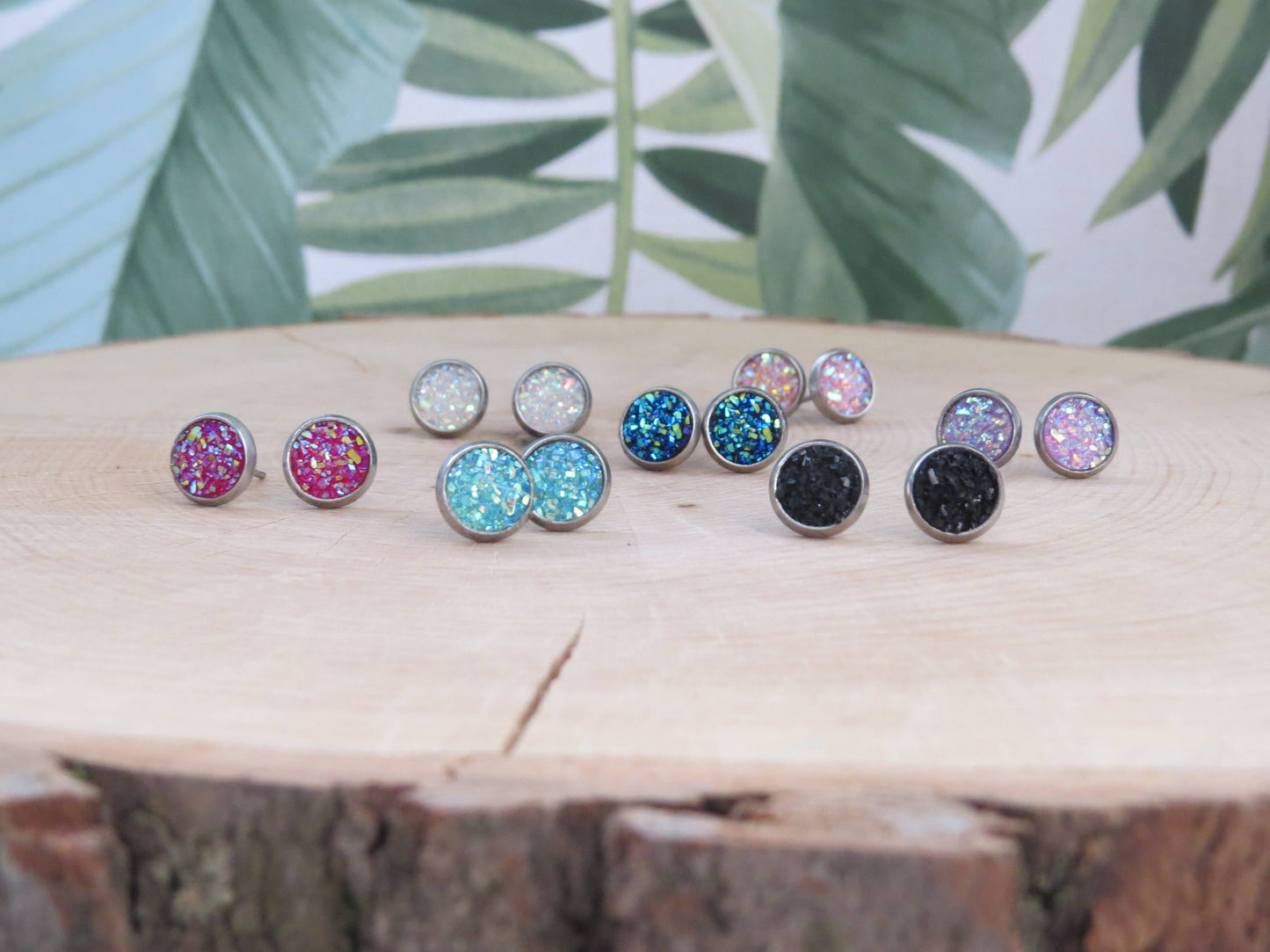Druzy Stud Earrings - 8mm Available in Various Colours