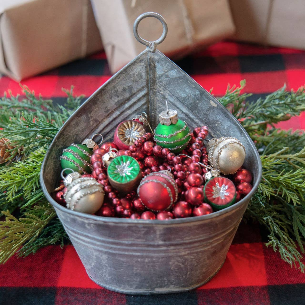 SET OF 12 MINI GLITTER STRIPED BALL ORNAMENTS