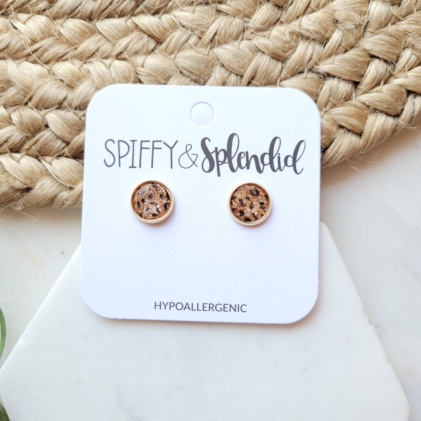 Sparkle Leopard Stud Earrings 10 mm