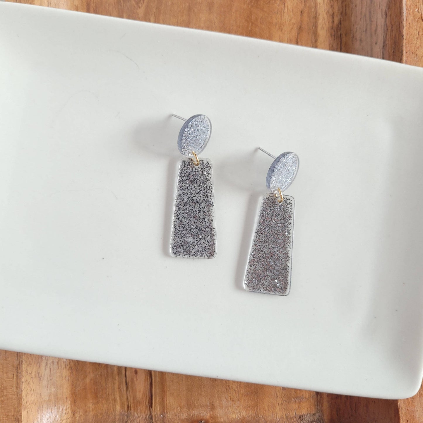 Mia Earrings - Silver Glitter