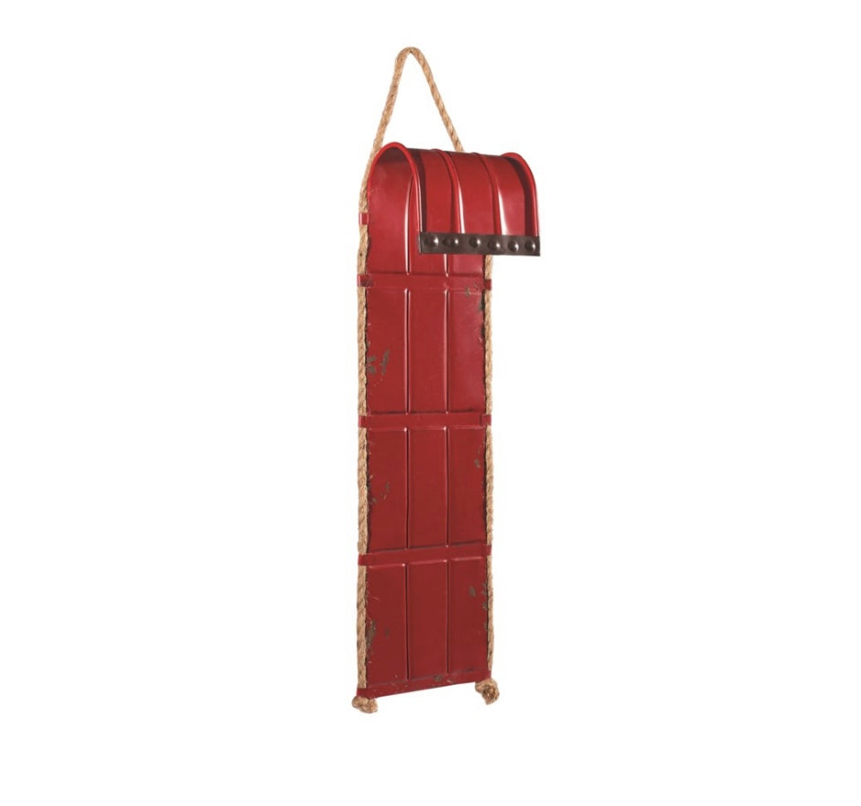 Metal Red Toboggan Decoration, 39 Inches