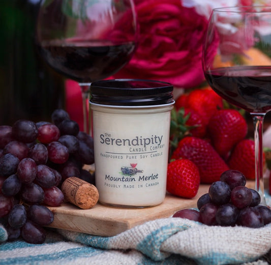 Mountain Merlot, 8 Ounce Soy Candle and Wax Melts