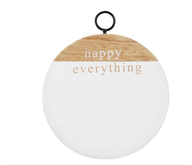 Happy Wood Coaster Set, Set of Four with Holder