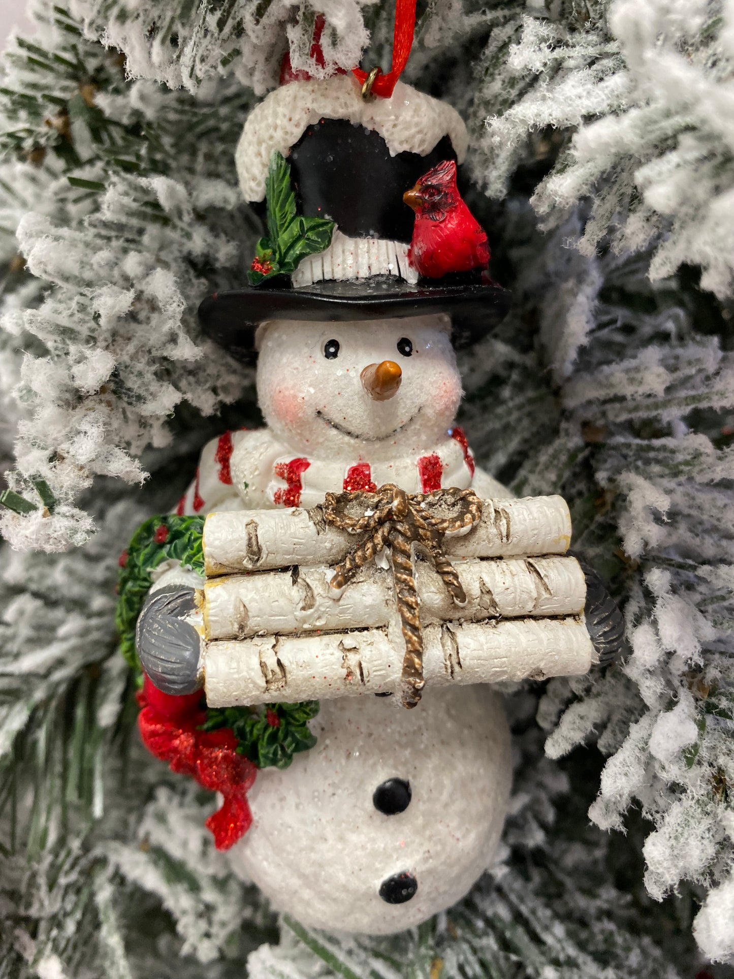 Snowman with Cardinals Ornament, 2 Assorted