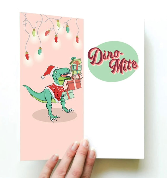 Merry Rex-Mas Card With Medium Large Socks