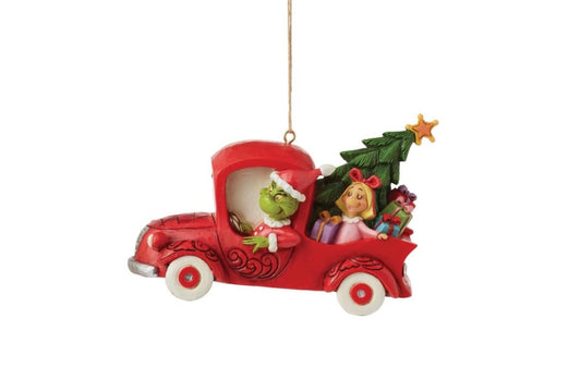Grinch in Red Truck Ornament