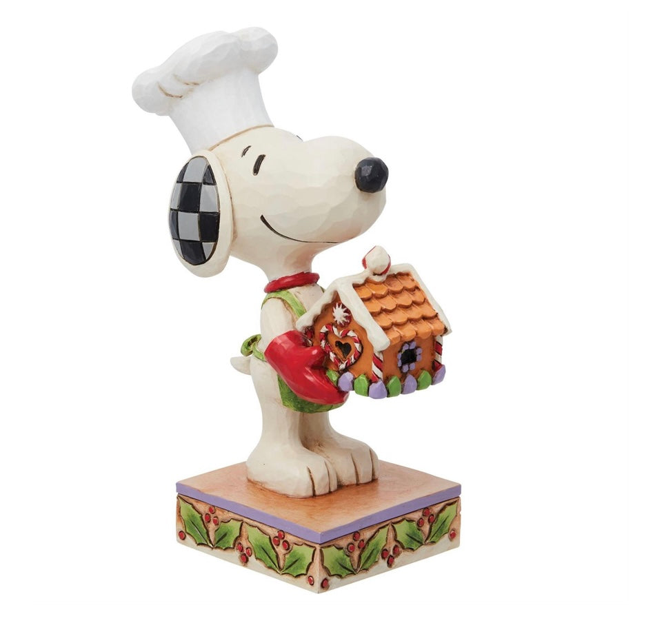 Snoopy Holding Gingerbread House