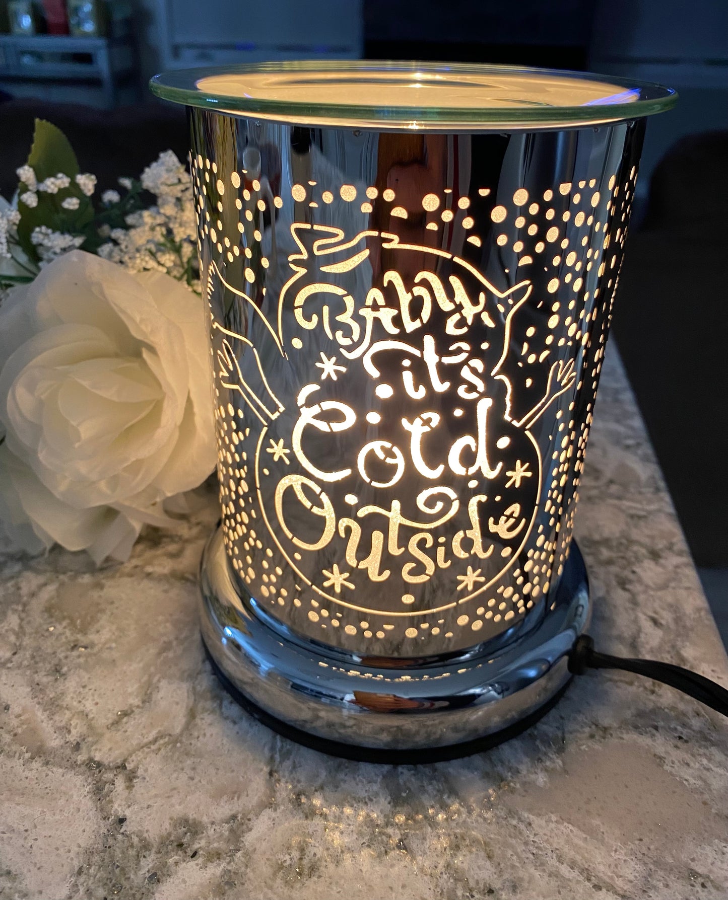 Touch Sensor Lamp and Wax Warmer, Sentiment “Baby It’s Cold Outside”