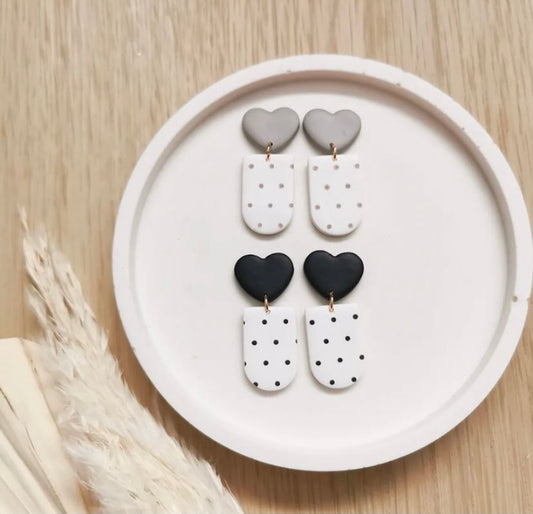 Black and White Heart  Earrings