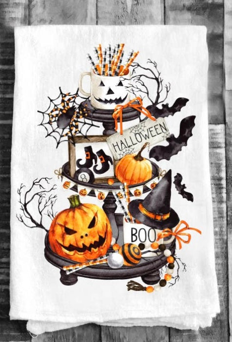 Halloween 3 Tiered Cotton Tea Towels Kitchen