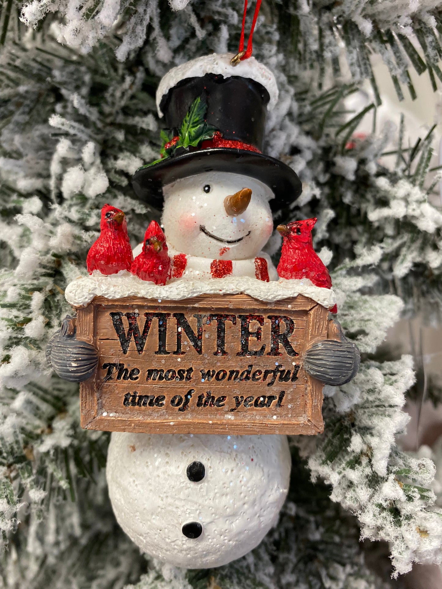Snowman with Cardinals Ornament, 2 Assorted