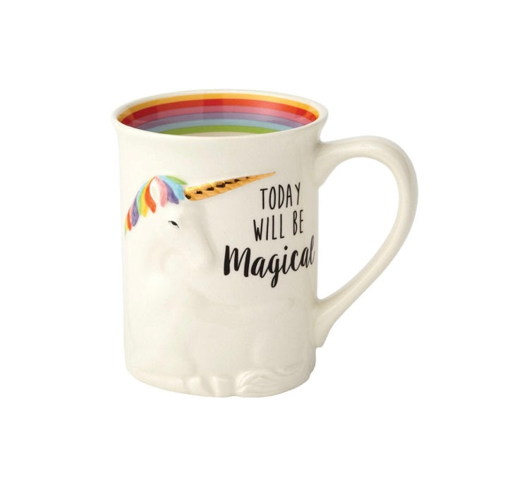 Unicorn Sculpted Mug With Gold Trim