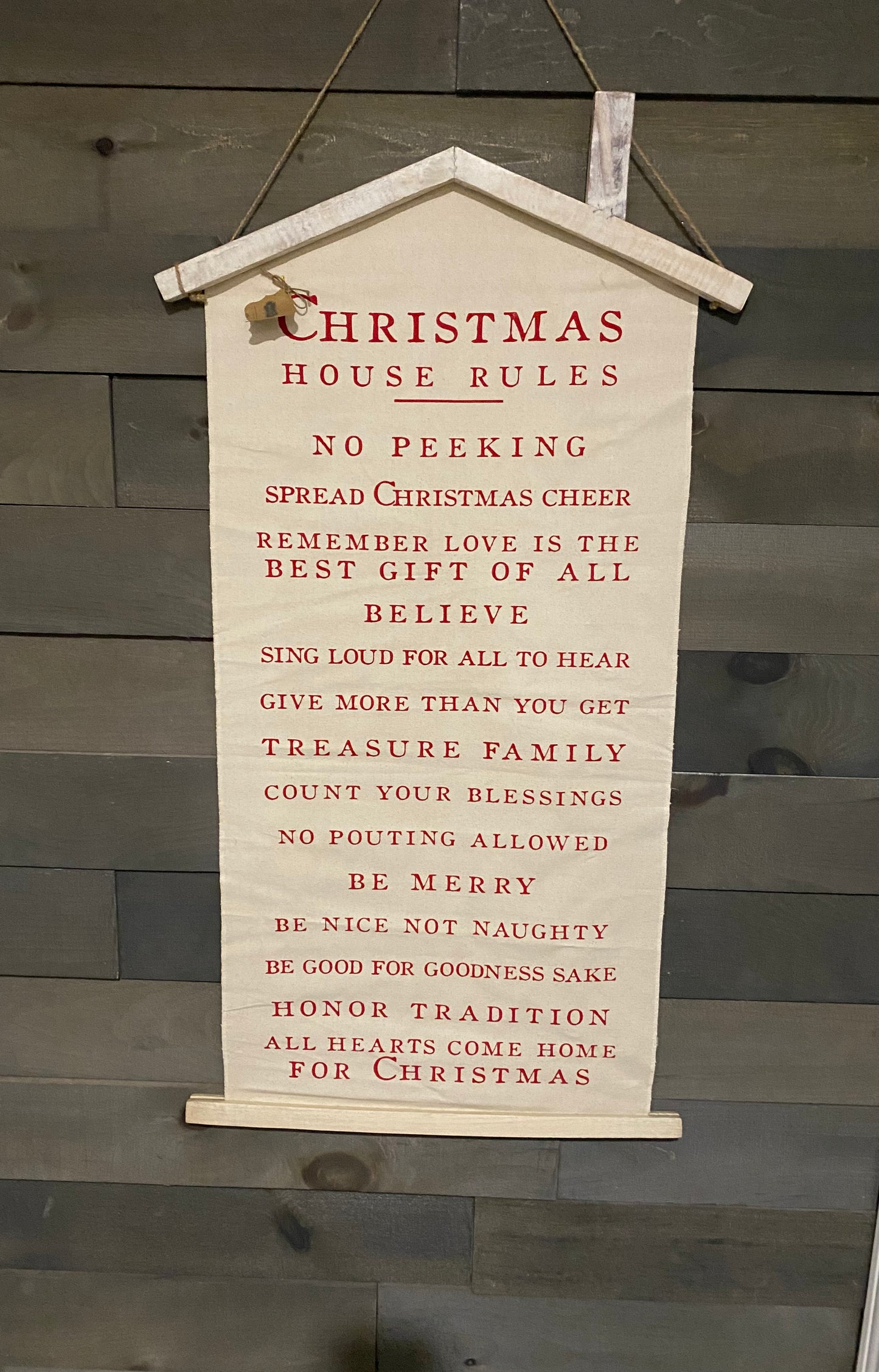 Mud Pie, Christmas Rules Canvas Hanger