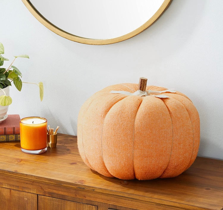 Large Cotton Pumpkin with Sentiment Happy Fall by Mud Pie