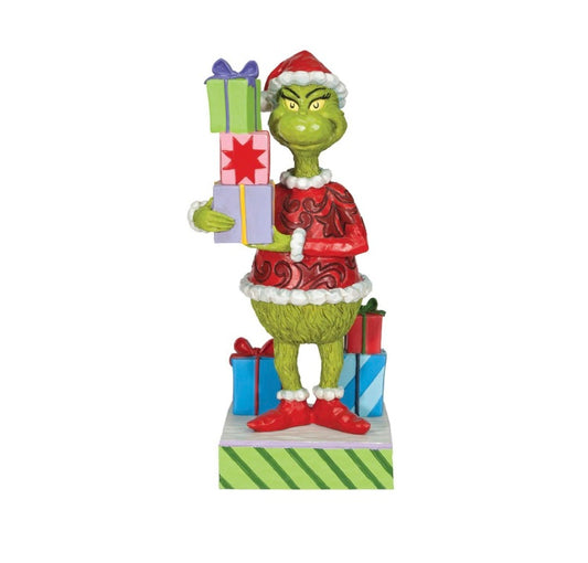 Grinch Holding Presents Figurine by Jim Shore
