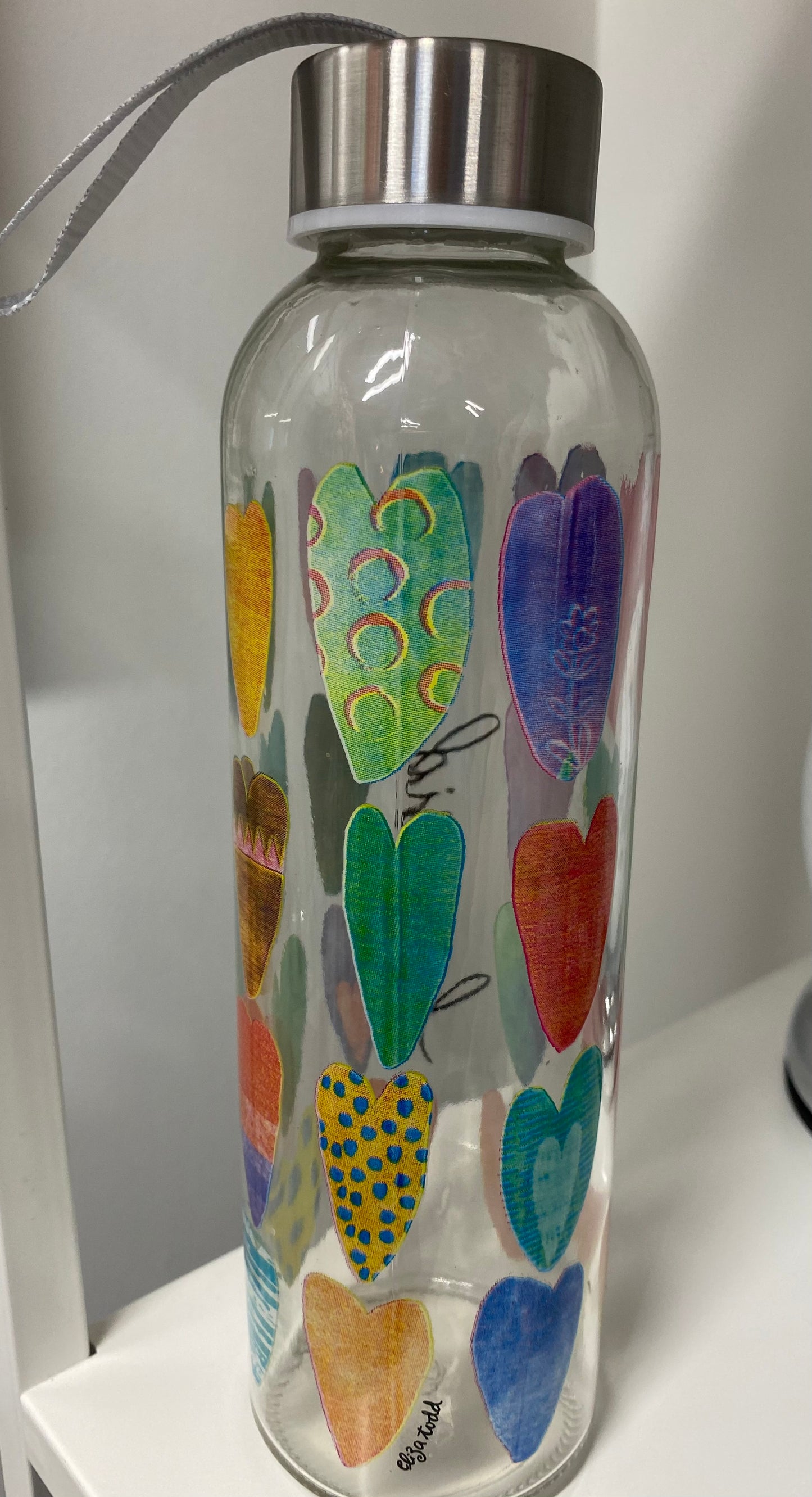 Glass Water Bottle with Sentiment Love Inside