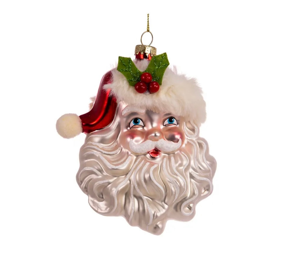 Glass Santa Head Ornament