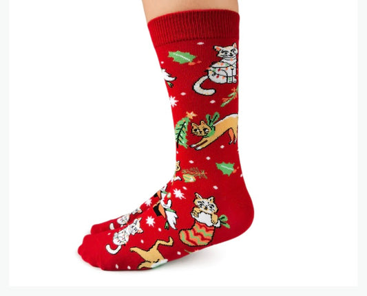 Festive Feline Socks, Women’s and Mens