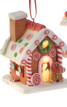Lighted Gingerbread House Ornaments