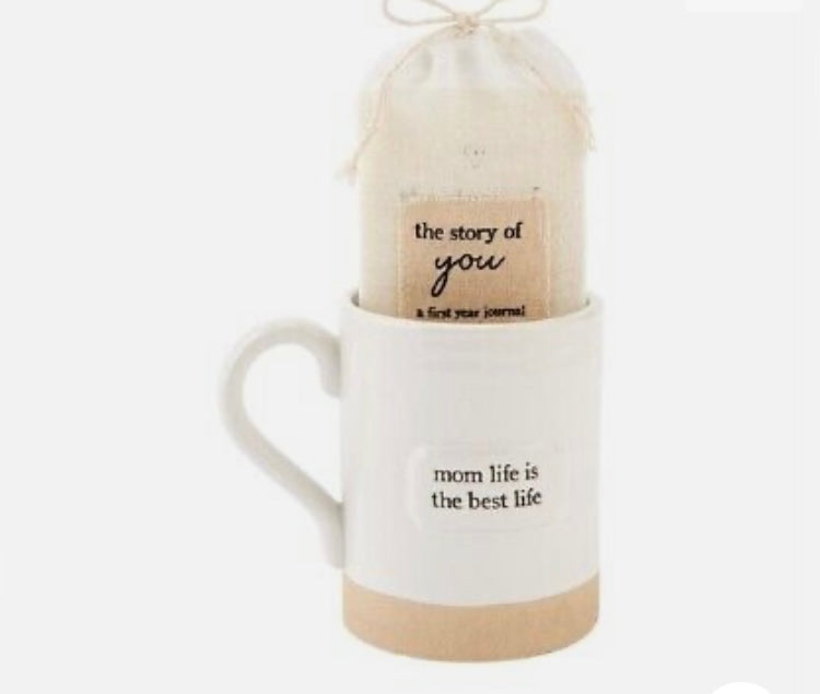 MOM COFFEE MUG AND JOURNAL SET, DOLOMITE, 16 ounces