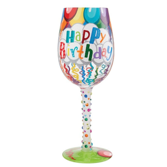 Birthday Streamers Wine Glass by Lolita