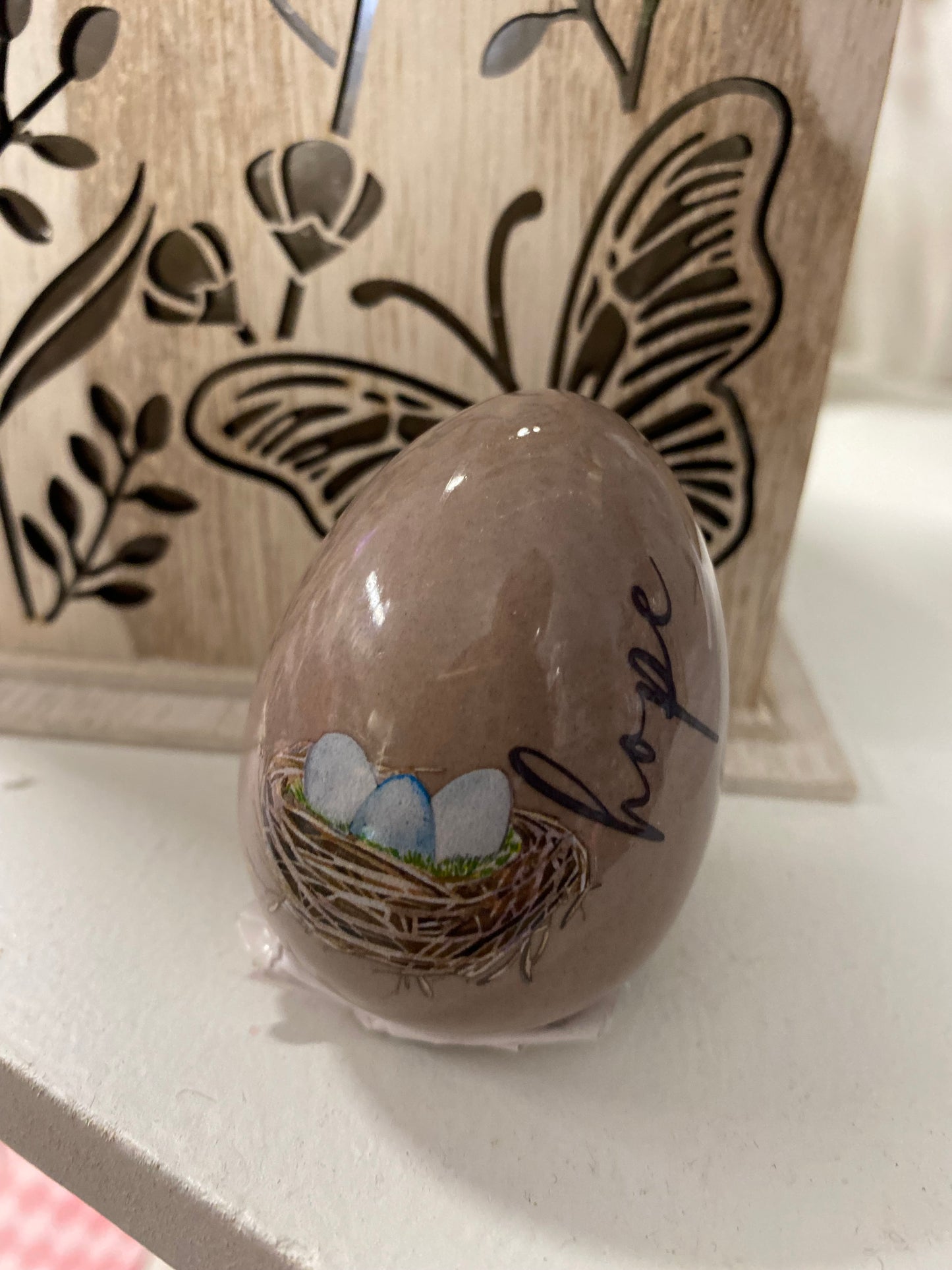 Ceramic Sentiment Egg Decor, 6 Assorted