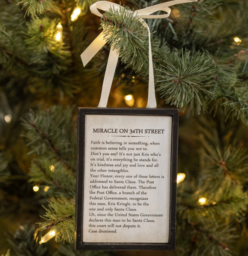 MIRACLE ON 34TH STREET SIGN ORNAMENT