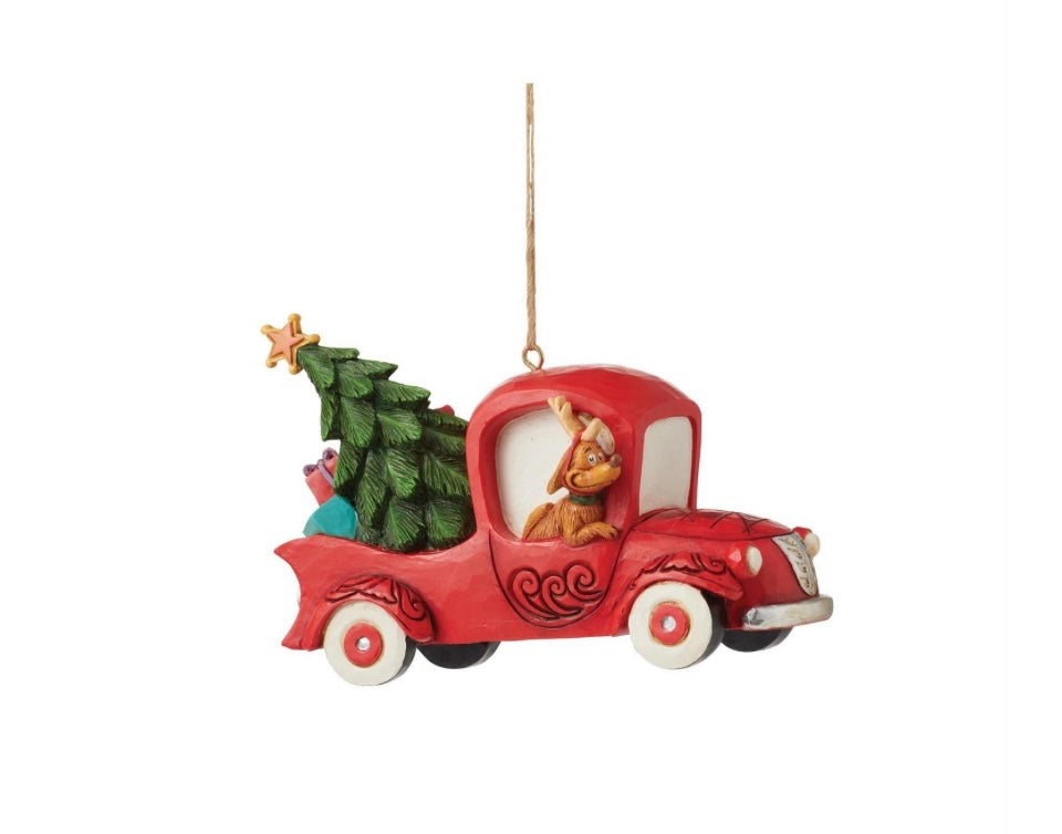 Grinch in Red Truck Ornament