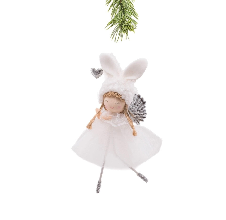 White Hanging Cherub Ballerina