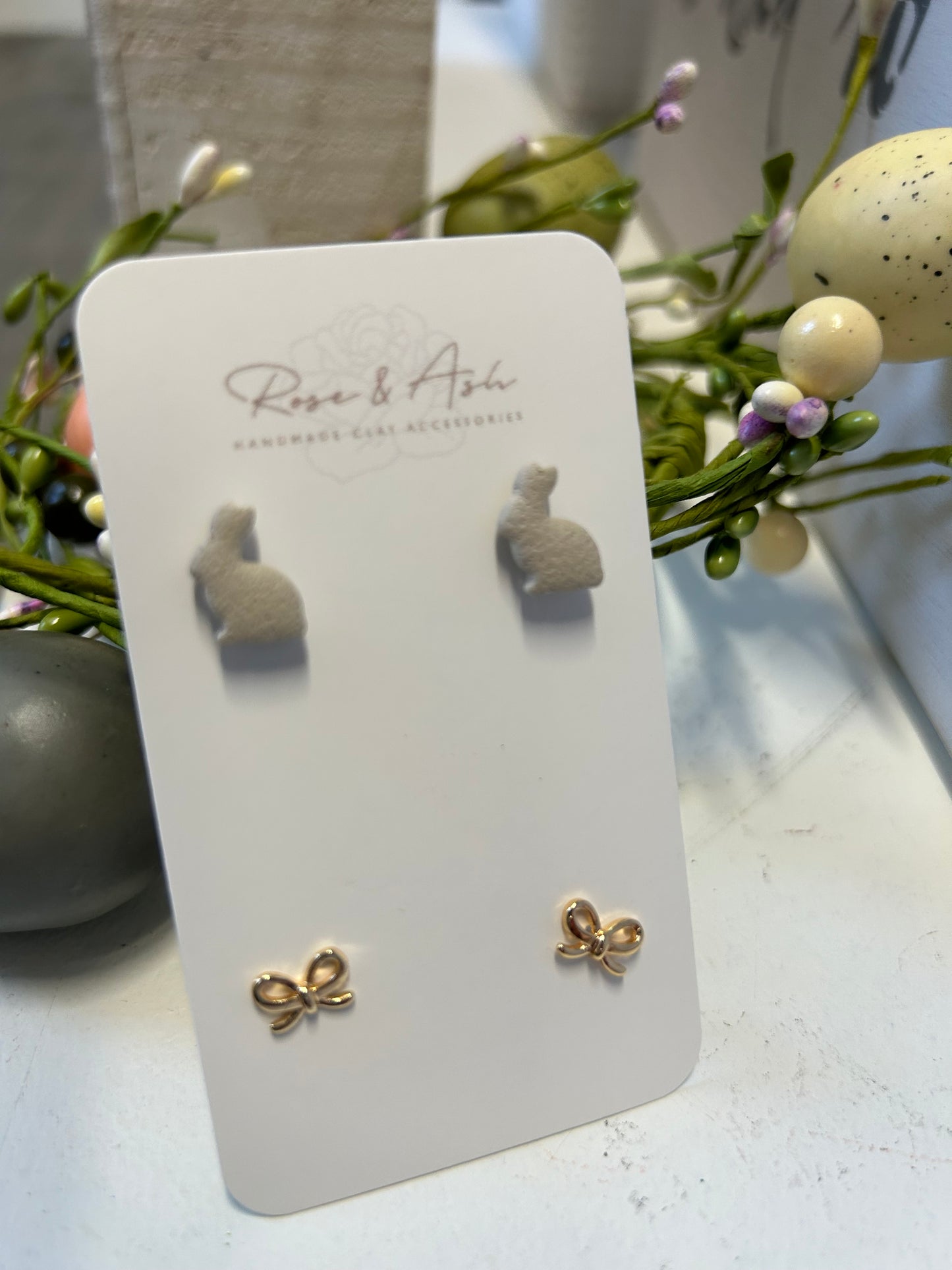 Easter Earrings, Duo, Bunnies and Bows