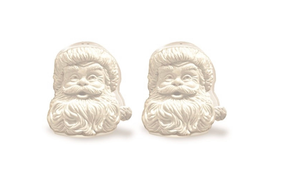 Santa Head Salt and Pepper Shakers. White, Ceramic