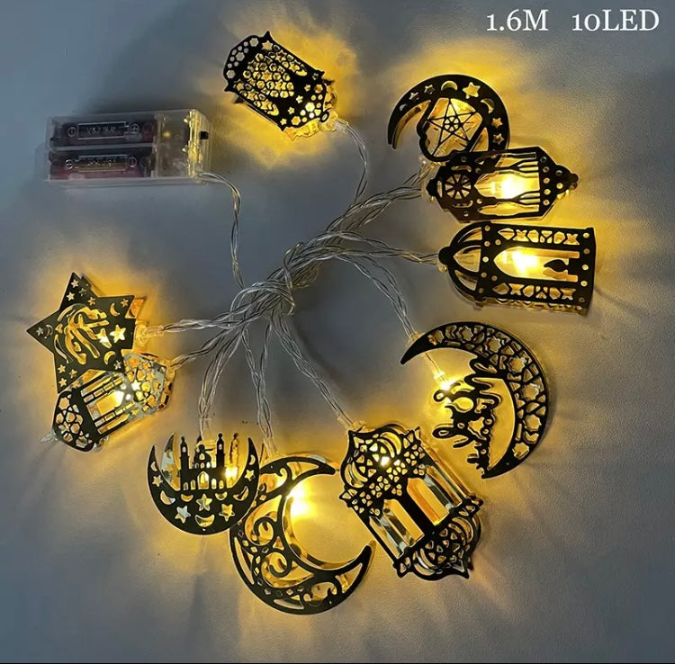 Eid Mubarak, Moon Star String Lights